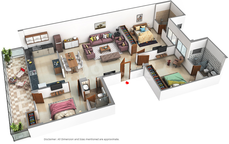 3 BHK, Builder Floor (1080 sq.ft.)
